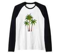 Tropical Coconut Palm Trees Island Vacation Art Raglan Baseball Tee
