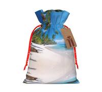 Tropical Coconut Trees Beach Print Stylish Drawstring Pouches,Reusable Drawstring Gift Bags,Perfect For Holiday And Party