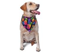 Tropical Colored Pineapple Print Dog Bandana for Small Medium Large Dogs, Adjustable Cute Cat Dogs Kerchief Triangle Bibs Scarf Handkerchief Accessories