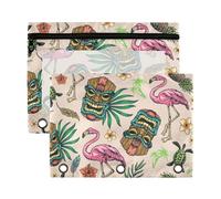 Tropical Colorful Flamingo Hope Totem Rings Binder Pouches with Clear Window Large Pencil case with Zipper Reinforced Grommets 3 Rings Binder for Office School Supplies Cosmetics Multicolored 2 PCS