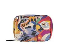 Tropical Colorful Leopard Parrot Pop Art Style Pill Bags Pill Organizers with Detachable Compartments Attachable Organizer Travel case