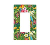 Tropical Colorful Parrot Plant Wall Plate Covers, 1 Gang Wall Plates, Standard Size 4.4" x 2.7", Decorative Light Switch Cover Plate, Socket Covers, Polycarbonate, Thermoplastic