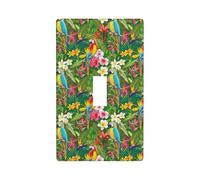 Tropical Colorful Parrot Plant Wall Plate Covers, 1- Gang Wall Plates Standard Size 4.5" x 2.76", Decorative Toggle Light Switch Cover Plate Outlet Covers, Polycarbonate Thermoplastic