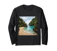 Tropical Cove Cliff Beach Lagoon Landscape Photography Long Sleeve T-Shirt