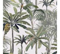 Tropical Cream Green Banana Leaves Wallpaper Botanical Textured