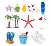 Tropical Cupcake Decorations, Tropical Cupcake Topper, 15 x Miniature Beach Cupcake Decorations, Palm Trees, Deck Chair, Beach Umbrella, Bucket, Cake Topper Set for Garden Plant Pool