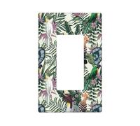Tropical Cute Parrot Plant Wall Plate Covers, 1- Gang Wall Plates Mid-Size 5.0" x 3.0", Decorative Light Switch Cover Plate Outlet Covers, Polycarbonate Thermoplastic