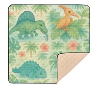 Tropical Dinosaur Jungle Watercolor Wallpaper Large Sturdy Baby Playmat for Floor Cozy Breathable Infant Play Activity Mat for Babies Infants Toddlers, 50'' x 50''