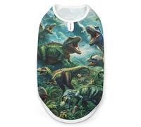 Tropical Dinosaurs Print Pet Clothes T Shirt Pets Clothing Vests Tee Tops Dogs Costume Coat For Dog Cat L