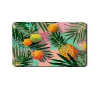 Tropical Dish Drying Mats For Kitchen Counter, Pineapple and Citrus Absorbent Rubber Dish Mat, Summer PU Leather Drying Pad For Kitchen Bar Protector 12x20 Inch