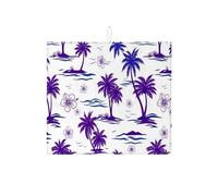 Tropical Dish Drying Mats for Kitchen Counter, Violet Floral Absorbent Drainer Rack Mat, Summer Beach Microfiber Drying Pad for Kitchen Coffee Bar Protector 16x18 Inch