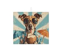 Tropical Dog Dish Drying Mats For Kitchen Counter, Vintage Beach Absorbent Drainer Rack Mat, Summer Microfiber Drying Pad For Coffee Bar Protector 16x18 Inch