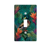 Tropical Duck Light Switch Cover Plates/Outlet Covers, Vibrant Green and Orange Floral Design for Home Decor, Thermoplastic Wall Plates, Standard Size Single Toggle