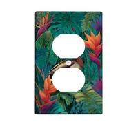 Tropical Duck Light Switch Cover Plates/Outlet Covers, Vibrant Green and Orange Floral Design for Home Decor, Thermoplastic Wall Plates, Standard Size Single Duplex Outlet
