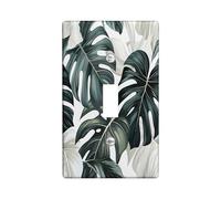 Tropical Electrical Outlet Covers Leaves Palm Watercolor Botanical Graphic Summer Modern Green White Polycarbonate (PC) Decorative Unbreakable Wall Outlet Home Light Switch Cover Plate Single Toggle