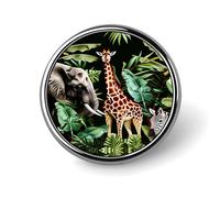 Tropical Elephant Giraffe Zebra Badge Round Badge Pin Button Lapel Pin Print Brooch Gifts for Men Women 1 Inch