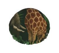 Tropical Elephant Giraffe Zebra Double Layer Waterproof Shower Cap Reusable Bonnet Elastic Band Hat