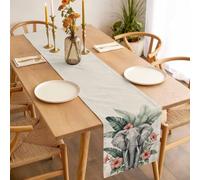 Tropical Elephant Table Runner 13x90 inch Bohemian Jungle Animals Palm Leaf Flowers Cotton Linen Dining Table Runner Ideal for Dresser Kitchen Coffee Tables - Machine Washable