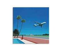 Tropical Escape Airport by Hiroshi Nagai (Poster) Canvas Wall Art Decorative Bedroom Modern Home Print Picture Artworks 16x16inch(40x40cm)