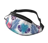 Tropical Exotic Leaves Flamingo Violet Hands-Free Bag Beachgoers 14X35CM