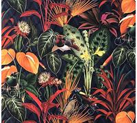 Tropical Fabric by Meter Deep Jungle Rainforest Printed Cotton Exotic Birds Plants Sewing Material for Curtains Cushions Upholstery
