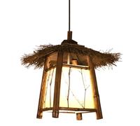 Tropical Farmhouse Grass Vine Pendant Light Rattan and PVC Hanging Light Outdoors Terrace Hanging Lamp Personalized Chandelier Lampshade Kitchen Island Sink Cafe Bar
