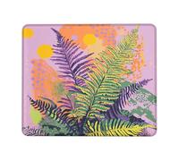 Tropical Ferns Colorful Green Violet Leaves Desk Square Mouse Pad, Washable Non-Slip Rubber Mouse Pad for Home Computer and