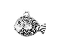 Tropical Fish Charms For Hat & Scarf Embellishments, 16x20mm, Antique Silver Color, 3 Pieces