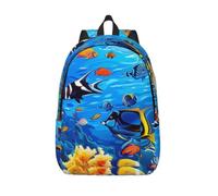 Tropical Fish Coral Undersea World Canvas Backpack, Casual Daypacks | Lightweight Classic Backpack For School Work Travel Casual Fit 17 Inch, M