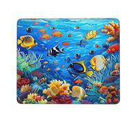 Tropical Fish Coral Undersea World Printed Gaming Mouse Pad 12x10 Inches, Non-Slip Rubber Base Laptop Mousepad Desk Mat with Stitched Edges for Gamer, Office, Home