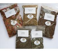 Tropical Fish Food 5 Packs, Flake, Granules/Pellets, Freeze Dried Bloodworm, Algae Wafers, Daphnia