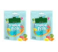 Tropical Fish Fruity Jelly Sweets, Mango Peach Kiwi Mandarin Flavours, No Artificial Colours or Preservatives, 115g,Pack Of 2