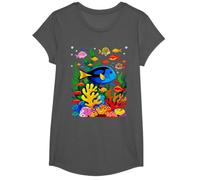 Tropical Fish Graphic T-Shirt, Girls, Asphalt Grey, Small