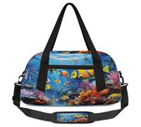 Tropical Fish Kids Overnight Duffle Bags Boys Girls Teen Ocean Coral Fish Sports Gym Bag for Weekender Travel Gymnastics Dance Ballet
