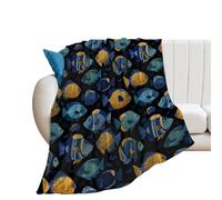 Tropical Fish Novelty Throw Blanket Soft Lightweight Luxury Flannel Blankets for Sofa Bed Couch