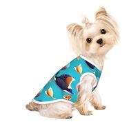 Tropical fish pattern Pet Breathable Sleeveless T-shirt M for Small Dogs and Cats, Soft, Comfortable, Stylish