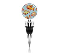 Tropical Fish Pattern Wine Bottle Stopper Reusable Wine Saver Cork Plug Universal Leakproof Preserver for Oil Vinegar Beverage Bottles Decoration Party Favors Bar Tool Accessory Art Decor
