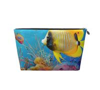 Tropical Fish Print Makeup Bag, Small Travel Cosmetic Bag Toiletry Bag Portable Makeup Pouch with Silver Zipper for Women Girls
