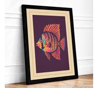 Tropical Fish Retro Framed Wall Art Print A3 (42×29.7cm) Black, Wall Decor for Living Room, Bedroom, Office & Home, Ready to Hang, Art Gift