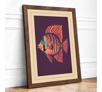 Tropical Fish Retro Framed Wall Art Print A3 (42×29.7cm) Walnut, Wall Decor for Living Room, Bedroom, Office & Home, Ready to Hang, Art Gift