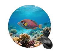 Tropical Fish Round Mouse Pad Cute Small Computer Mouse Mat Non-Slip Rubber Base Gaming Mousepad for Wireless Mouse, Gaming, Office, Laptop, Women, Men