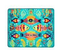 Tropical Fish Square Desk Mouse Pad, Vibrant Aqua Ocean Creatures Art Stitched Edge Mousepad, Rubber Non-Slip Washable Gaming Mouse Pad for Home and Office Computer, Laptop Square 8x10 Inch