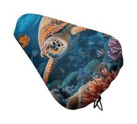 Tropical Fish Starfish Bike Seat Cover for Men Women Water Repellent Exercise Bike Seat Cushion Adjustable Bicycle Seat for Outdoor Biking