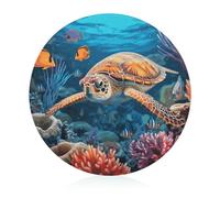 Tropical Fish Starfish Cutting Board for Kitchen Mini Cheese Chopping Board Round Tempered Glass Chopping Block for Picnic Cutting Pizza Meat Fruit(7.9 Inch)