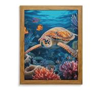 Tropical Fish Starfish Diamond Painting Kits for Adults 5D DIY Drill Diamond Art Kits Arts And Crafts for Beginners Sparkling Home Wall Decor Painting for Living Room Bedroom Yellow Wood 40*50cm