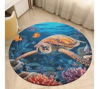Tropical Fish Starfish Round Area Rug - Non-Slip Circle Doormat for Entryway, Washable Low-Profile Throw Rugs for Living Room, Bedroom, Office, Kitchen, Stain Resistant Floor Mat 90 * 90cm