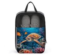 Tropical Fish Starfish Shoe Bags with Zipper, Portable Shoe Organizer with Handle, Personalized Shoes Tote Bag for Travel, Waterproof Shoes Carrier, Storage Pouch