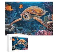 Tropical Fish Starfish Wooden Puzzles for Adults 300 PCS Unique Shape Puzzles Wall Art Home Decor for Puzzle Lovers, Family, Friend Creative Gift Toys