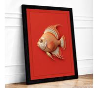 Tropical Fish Study Botanical Framed Wall Art Print A3 (42×29.7cm) Black, Wall Decor for Living Room, Bedroom, Office & Home, Ready to Hang, Art Gift