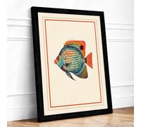Tropical Fish Study Botanical Framed Wall Art Print A3 (42×29.7cm) Black, Wall Decor for Living Room, Bedroom, Office & Home, Ready to Hang, Art Gift